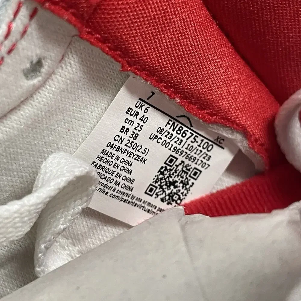 Nike Jordan Air Ship PE SP University Red Awake NY FN8675 100 Size 7 White Red